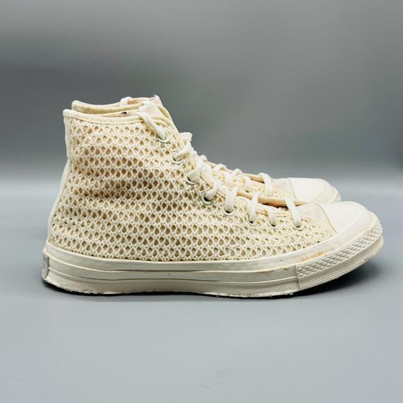 Converse Shoes Womens 9.5 Ivory Chuck Taylor All Star Crochet High Top Sneakers - Picture 2 of 11